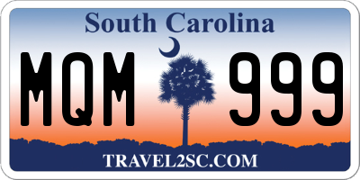 SC license plate MQM999