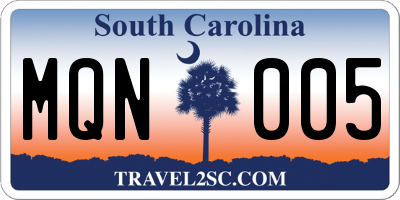 SC license plate MQN005