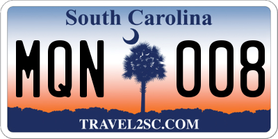 SC license plate MQN008