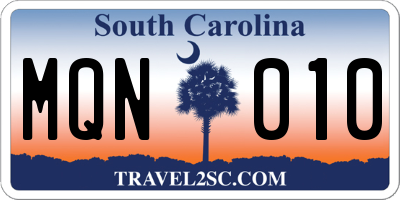 SC license plate MQN010
