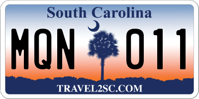 SC license plate MQN011