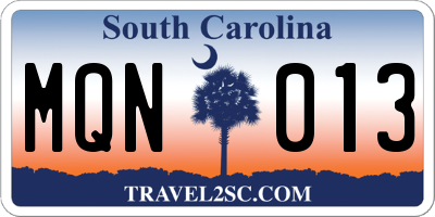 SC license plate MQN013