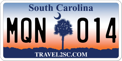 SC license plate MQN014