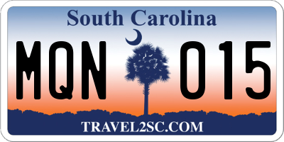 SC license plate MQN015