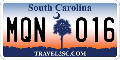 SC license plate MQN016