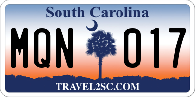 SC license plate MQN017