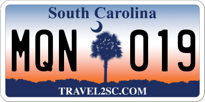 SC license plate MQN019