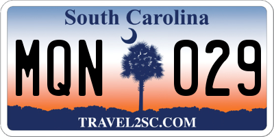 SC license plate MQN029