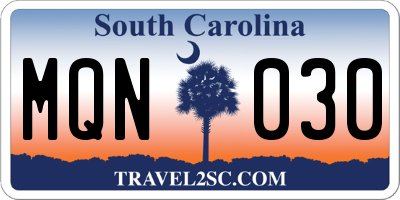 SC license plate MQN030