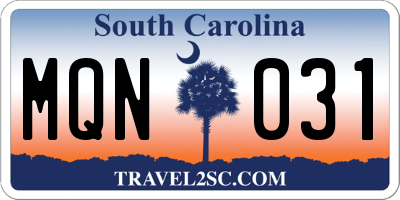 SC license plate MQN031