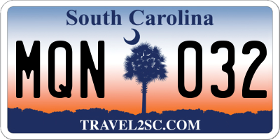 SC license plate MQN032