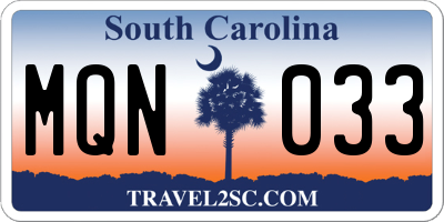 SC license plate MQN033
