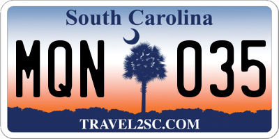 SC license plate MQN035