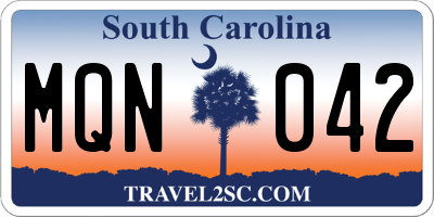 SC license plate MQN042