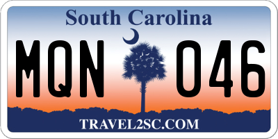 SC license plate MQN046