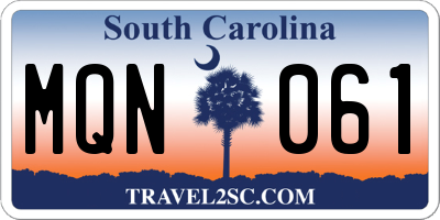 SC license plate MQN061