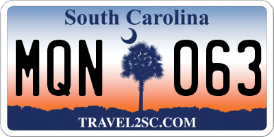 SC license plate MQN063