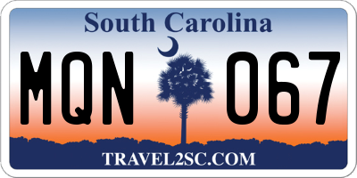 SC license plate MQN067