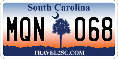 SC license plate MQN068