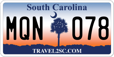 SC license plate MQN078