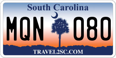 SC license plate MQN080