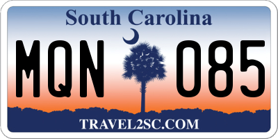 SC license plate MQN085