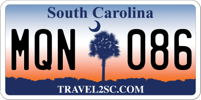 SC license plate MQN086