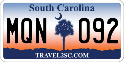 SC license plate MQN092