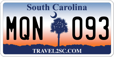 SC license plate MQN093