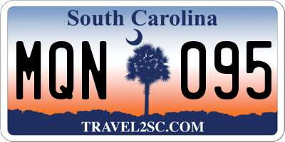 SC license plate MQN095