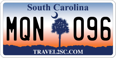 SC license plate MQN096