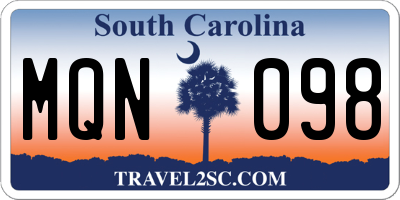 SC license plate MQN098