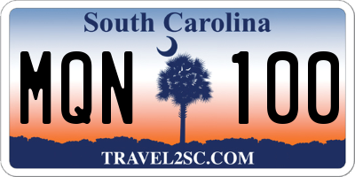 SC license plate MQN100