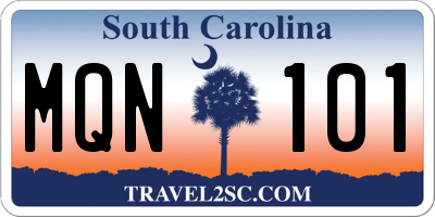 SC license plate MQN101