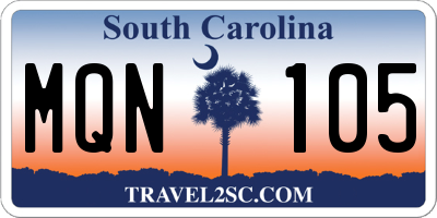 SC license plate MQN105