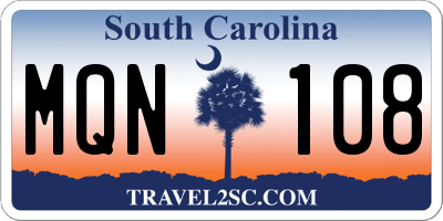 SC license plate MQN108