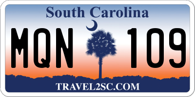 SC license plate MQN109