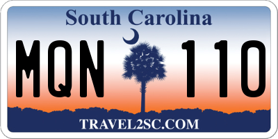 SC license plate MQN110