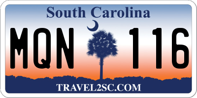 SC license plate MQN116