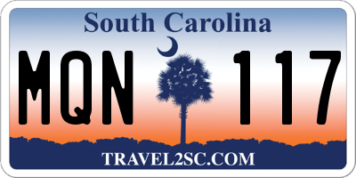 SC license plate MQN117