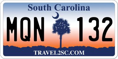 SC license plate MQN132