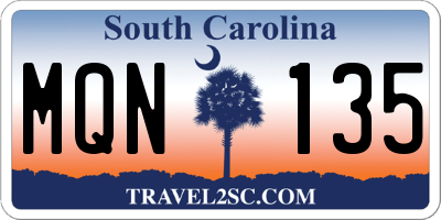 SC license plate MQN135