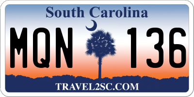SC license plate MQN136