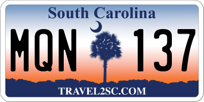 SC license plate MQN137