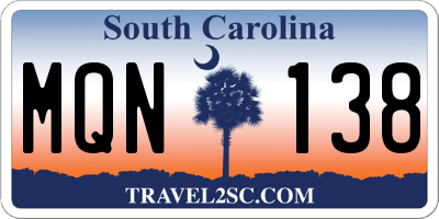 SC license plate MQN138