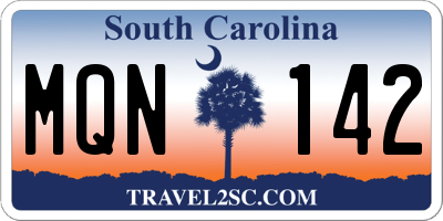 SC license plate MQN142