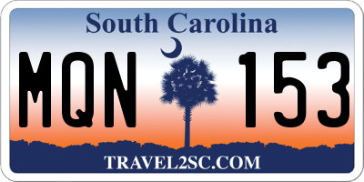 SC license plate MQN153