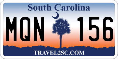 SC license plate MQN156