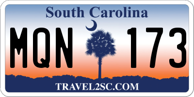 SC license plate MQN173