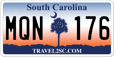 SC license plate MQN176